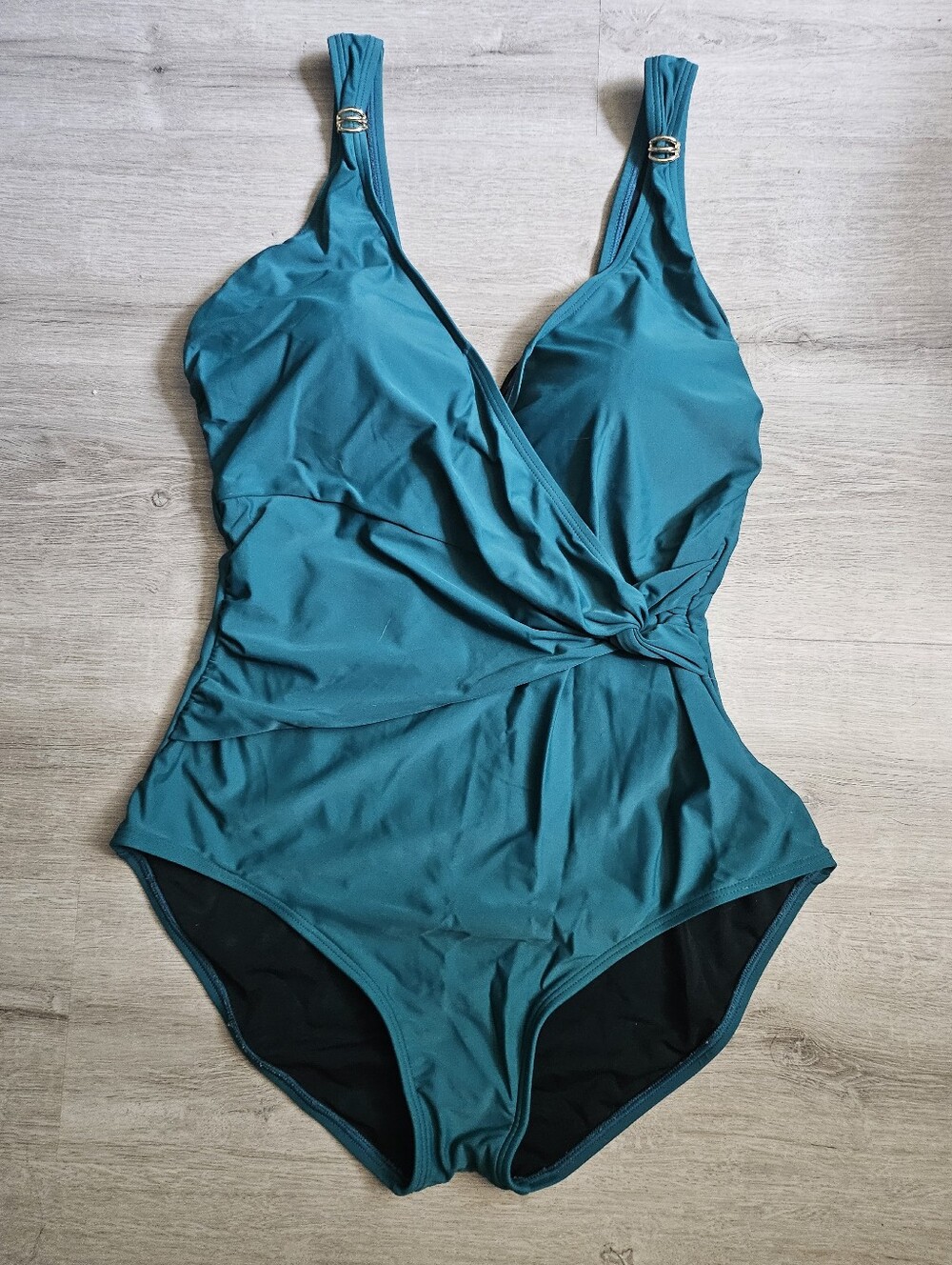 Swimsuits For All Teal One-Piece Twist Front Swimwear